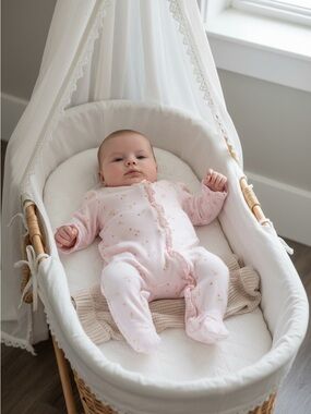 Little Me Pink Rosebud Ruffles Footie One Piece Pajama 3 Months Two Way Zipper